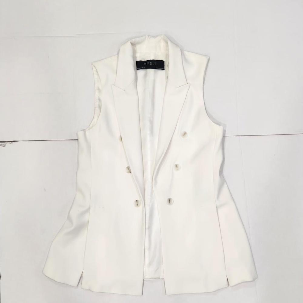 Zara Cream Double-Breasted Vest